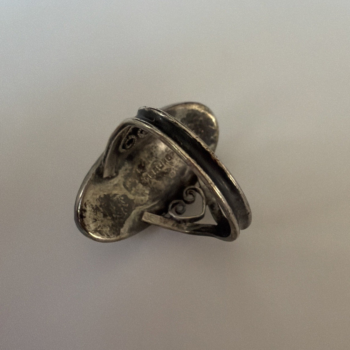 Antique Art Nouveau Abalone Blister Pearl Ring - Sterling Silver Oval 925 Sz 5.5