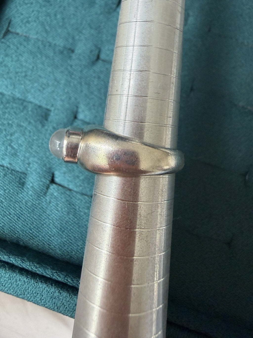 Sterling Silver Moonstone Round Solitaire Ring Thick Solid Band Size 7