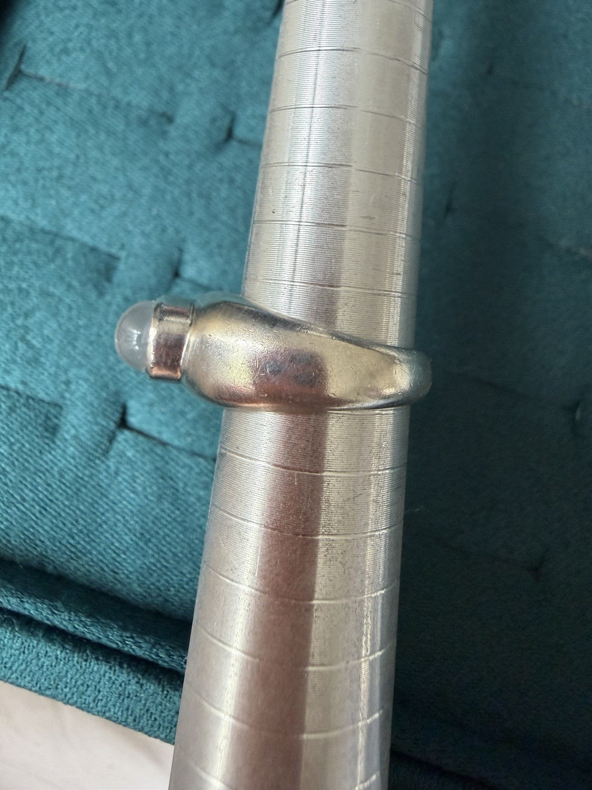 Sterling Silver Moonstone Round Solitaire Ring Thick Solid Band Size 7