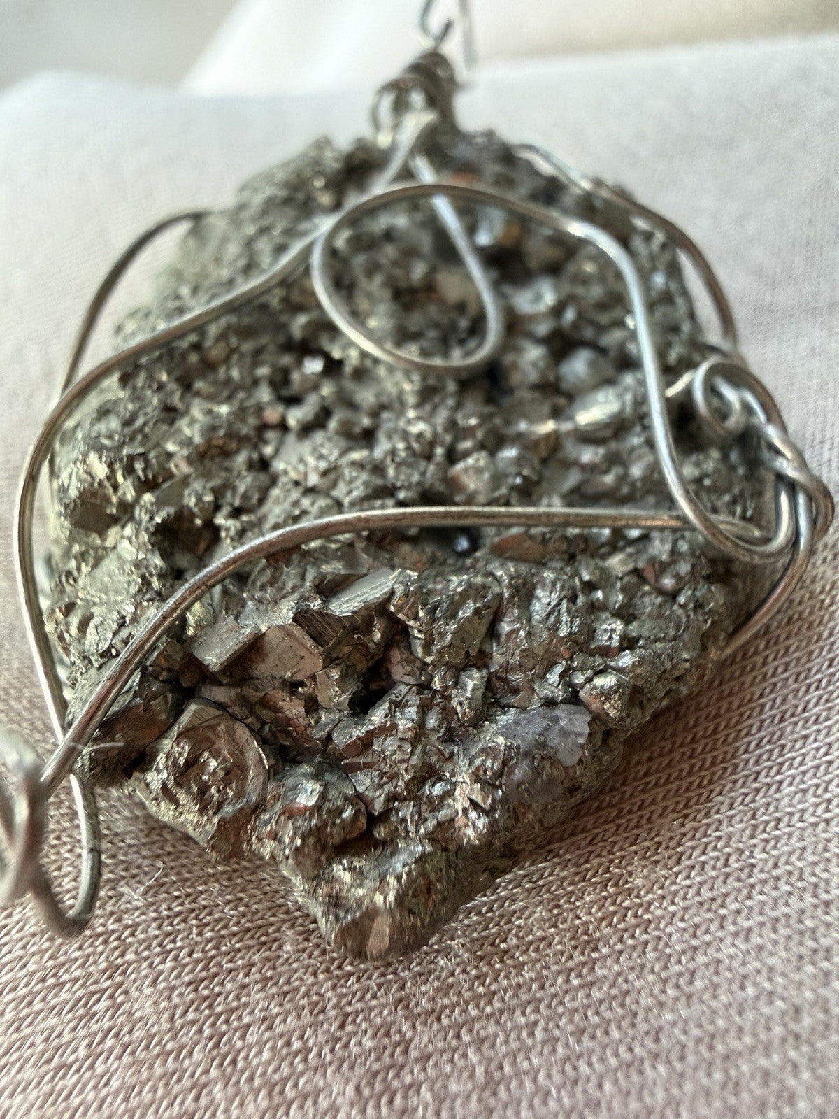 Handmade Gemstone Pendant Natural Pyrite Druzy Necklace Boho Jewelry
