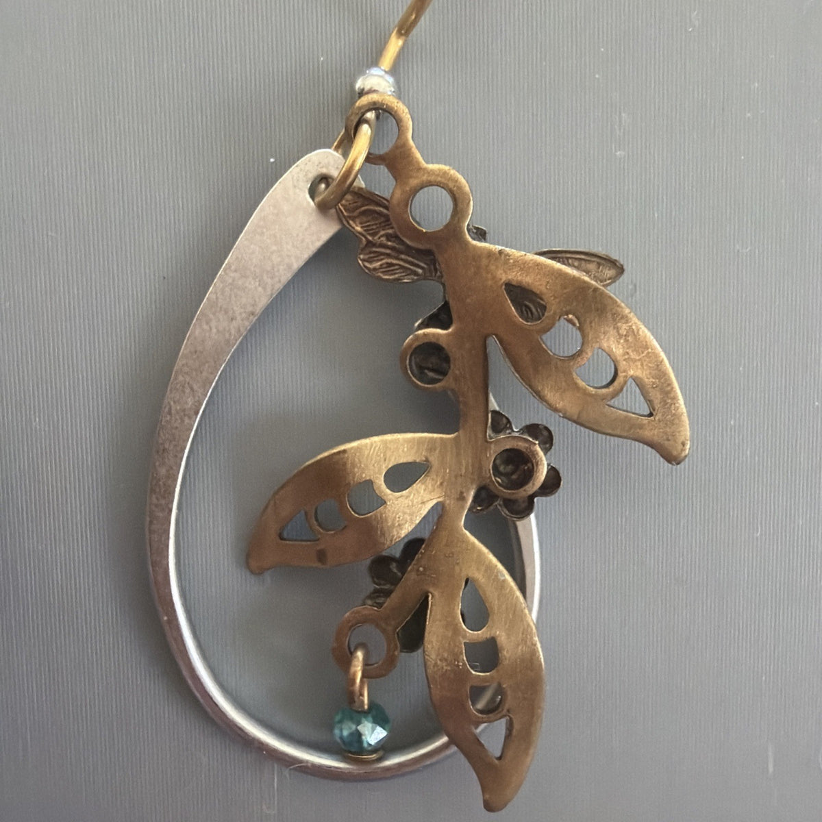 Silver Forest Gold Floral and Bees USA Hand Crafted Hypoallergenic Earrings
