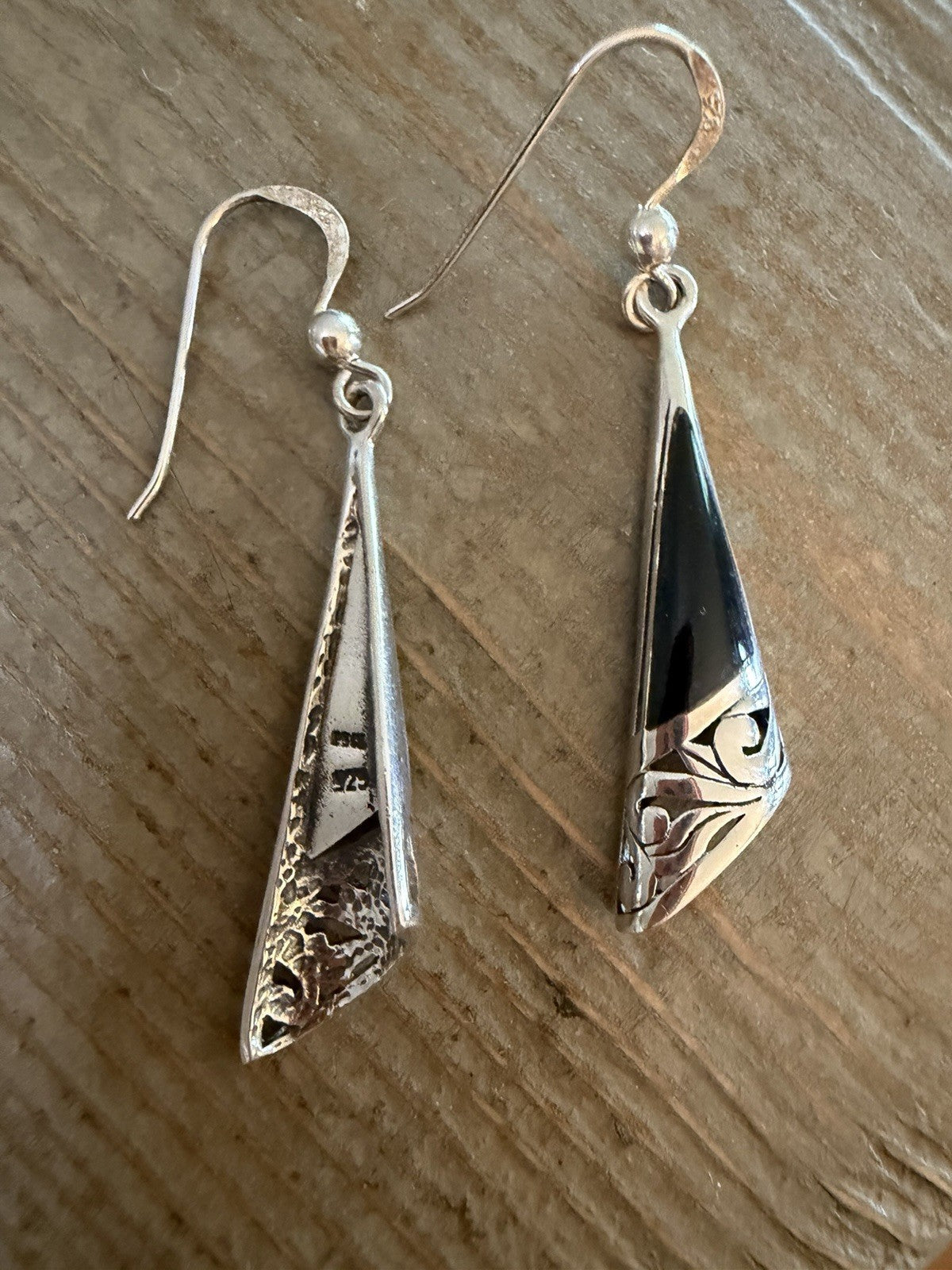 PSCL Peter Stone 925 Sterling Silver Designer Signed Onyx Color Dangle Earrings