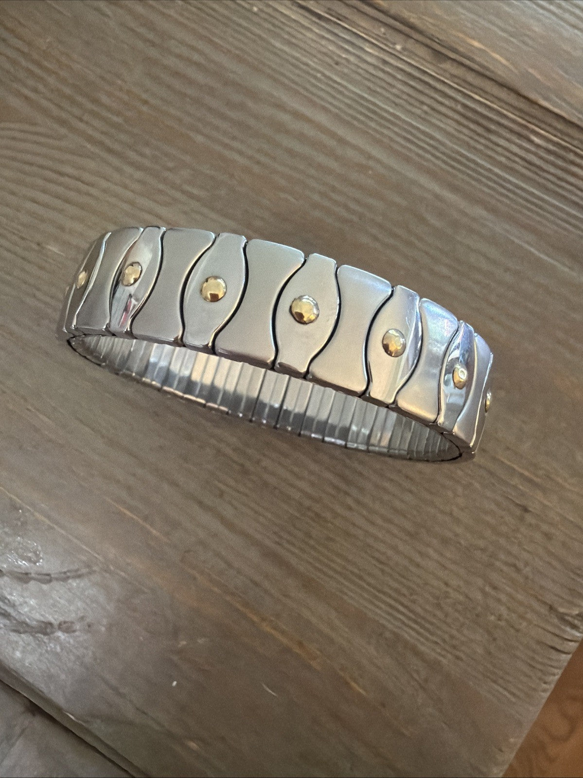 Milor Italy Stainless Steel & 18K Gold Expansion Bracelet Stretch