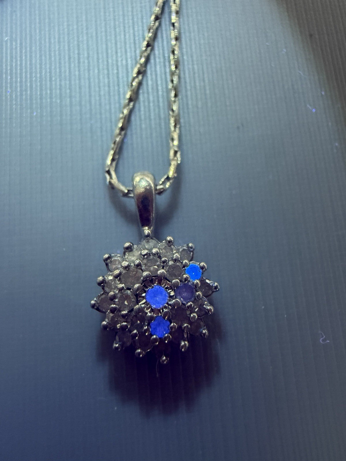 Macy's Diamond Flower Burst Cluster 18" Pendant Necklace Sterling Silver