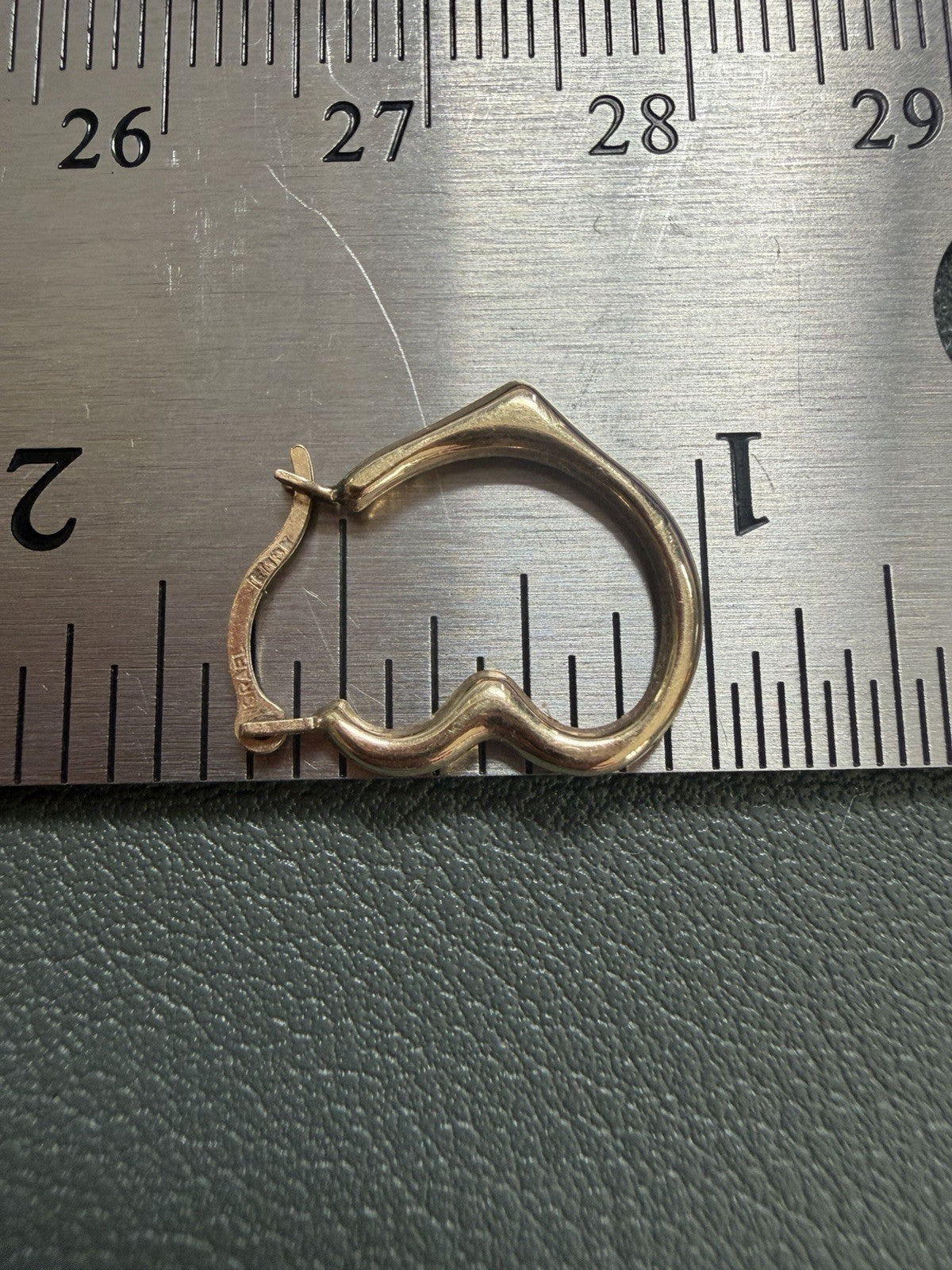 Israel 10k Gold Heart Huggie Earrings for Women Girls Every Day Earrings  .5"