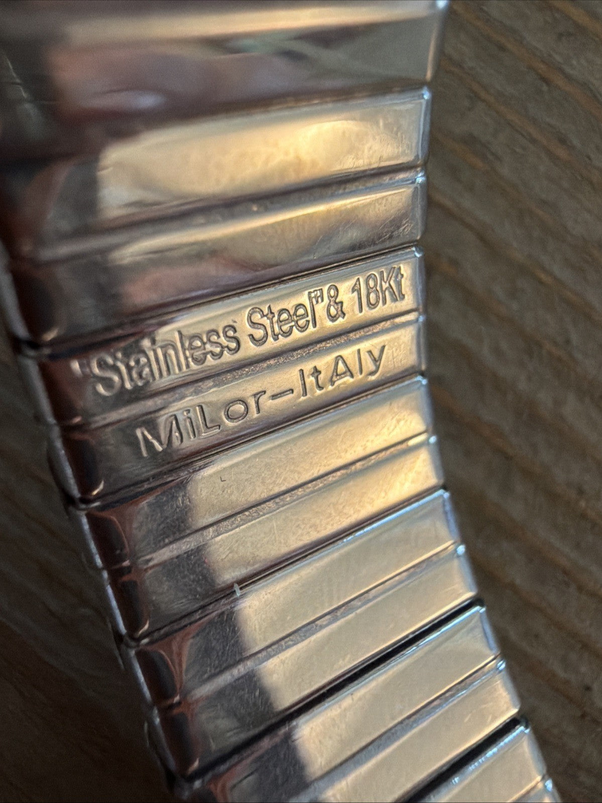 Milor Italy Stainless Steel & 18K Gold Expansion Bracelet Stretch