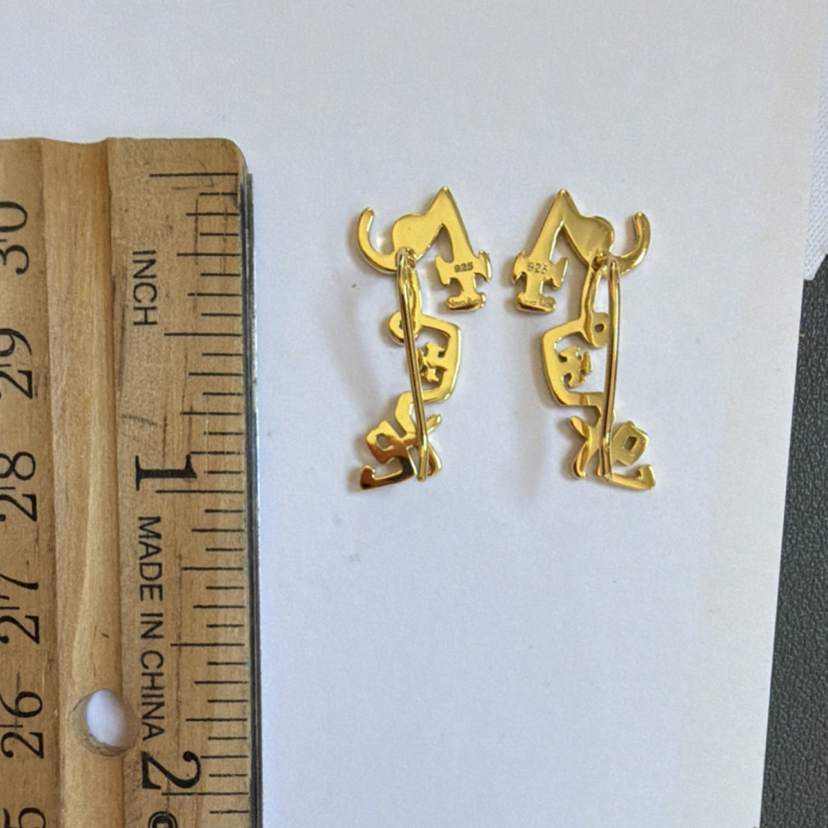 New Sterling Silver 925 18kt Gold plated Climber Earrings Hook Signed