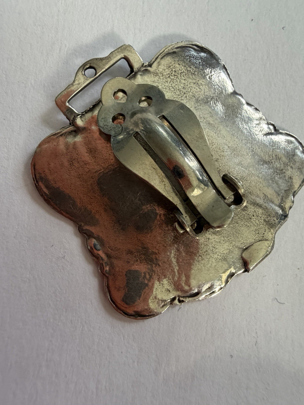 Vtg Luggage Tag Repousse Scroll 925 Earrings Sterling Silver