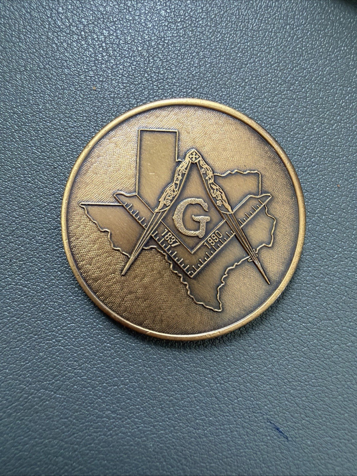 1990 GRAND LODGE OF TEXAS, A.D. HANNA GRAND MASTER COIN - B848