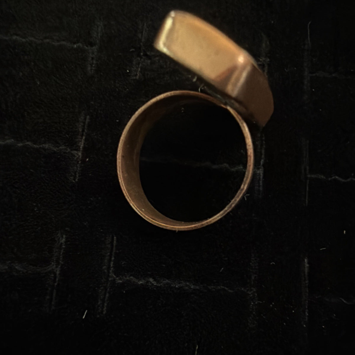 Artisans Mexico Mexican Signed Brass Rectangle Ring Multicolor Size 8 sizable 