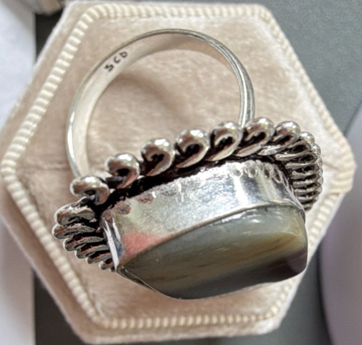 Jasper/Agate Freeform Multicolor Statement Ring, Size 7