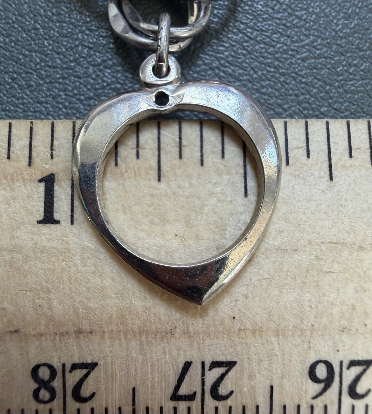 Vintage Sterling Silver 925 Open heart Frame Style Pendant Charm Bracelet