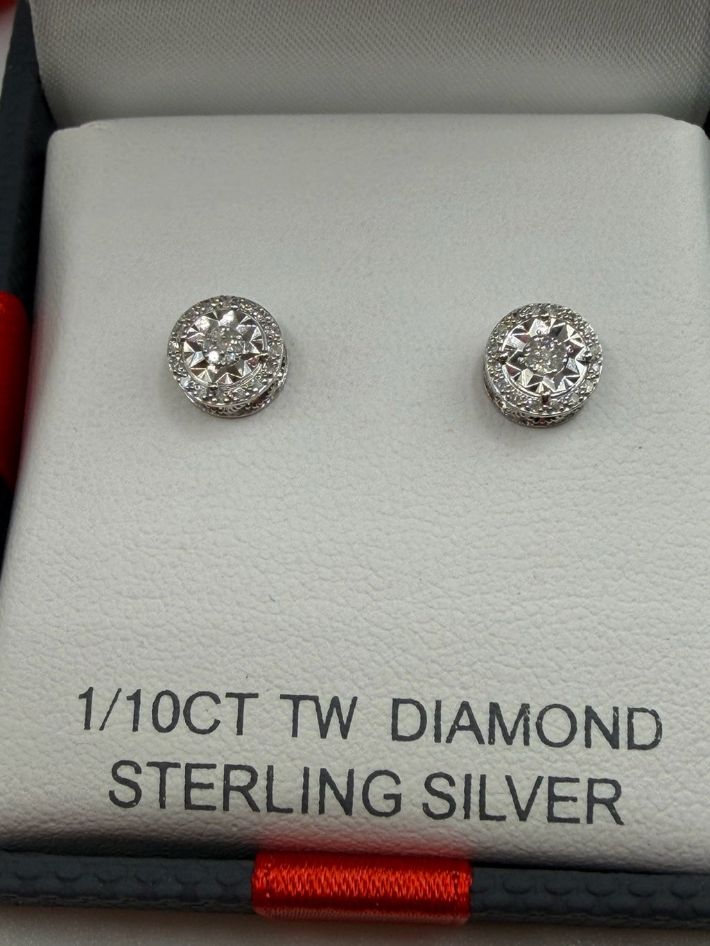 0.25 Carat TW Sterling Silver Diamond Stud Earrings New In box
