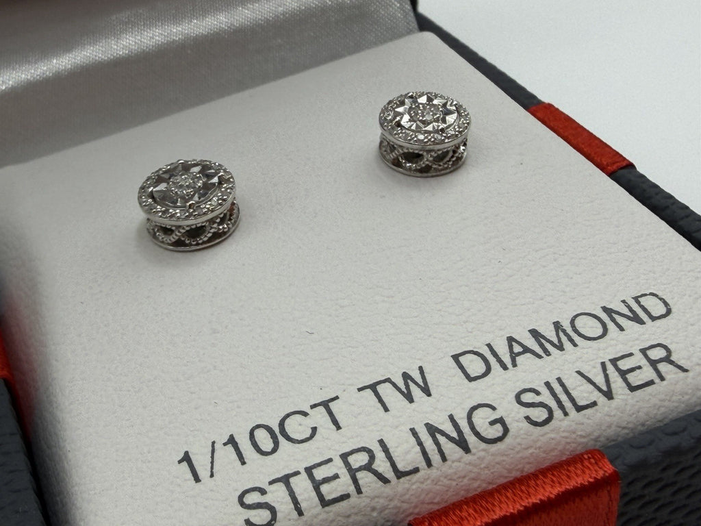 0.25 Carat TW Sterling Silver Diamond Stud Earrings New In box