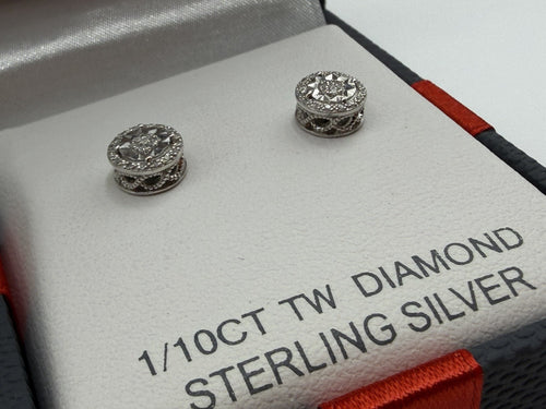 0.25 Carat TW Sterling Silver Diamond Stud Earrings New In box