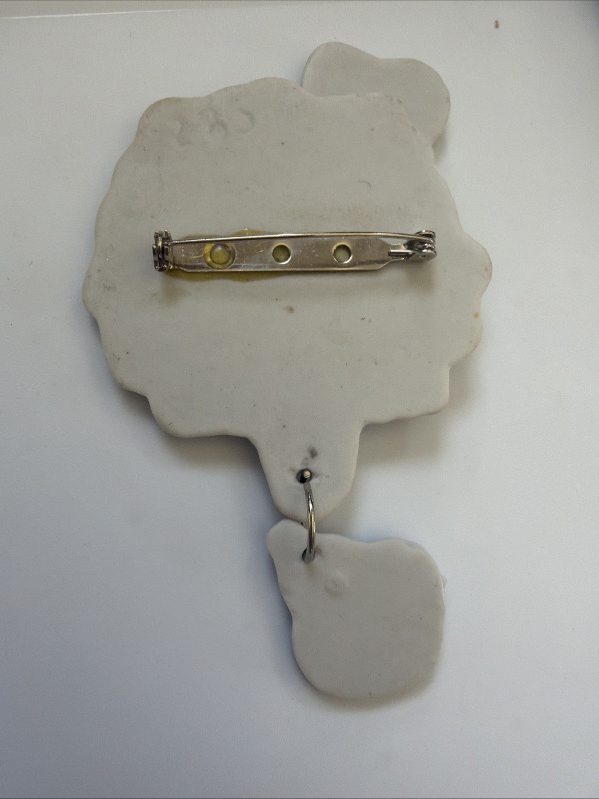 Vintage-"Angels Are Among Us” Ceramic Brooch Numbered And In Great Condition