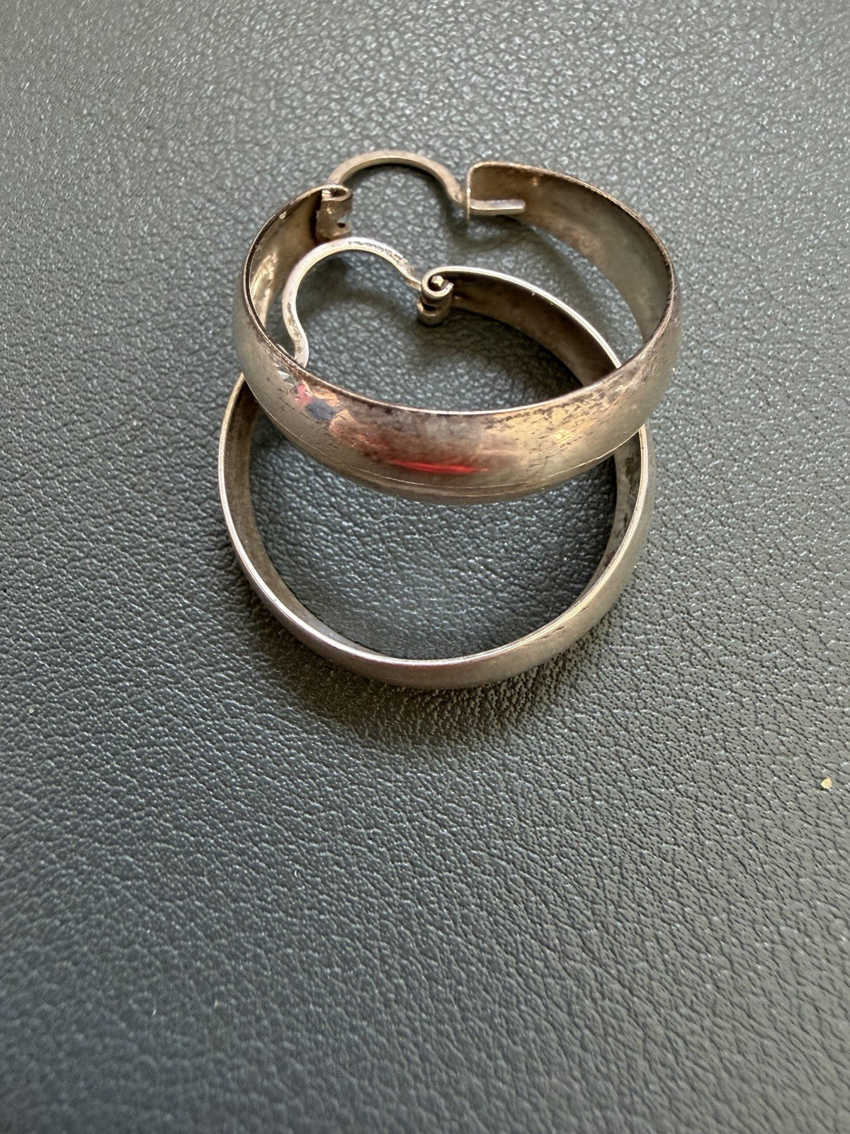 Sterling Silver Hoop Earrings 925 SA Italy Round Snap Closure