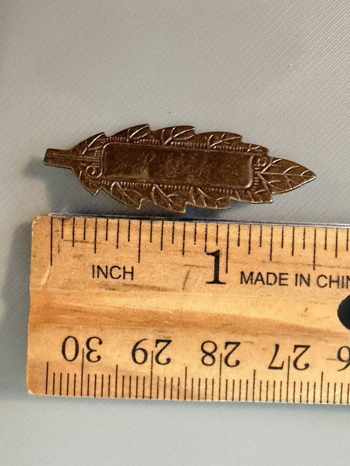 Vintage Antique (?) Ladies Lapel Pin Brooch Engraved Ruth Gold/copper Toned