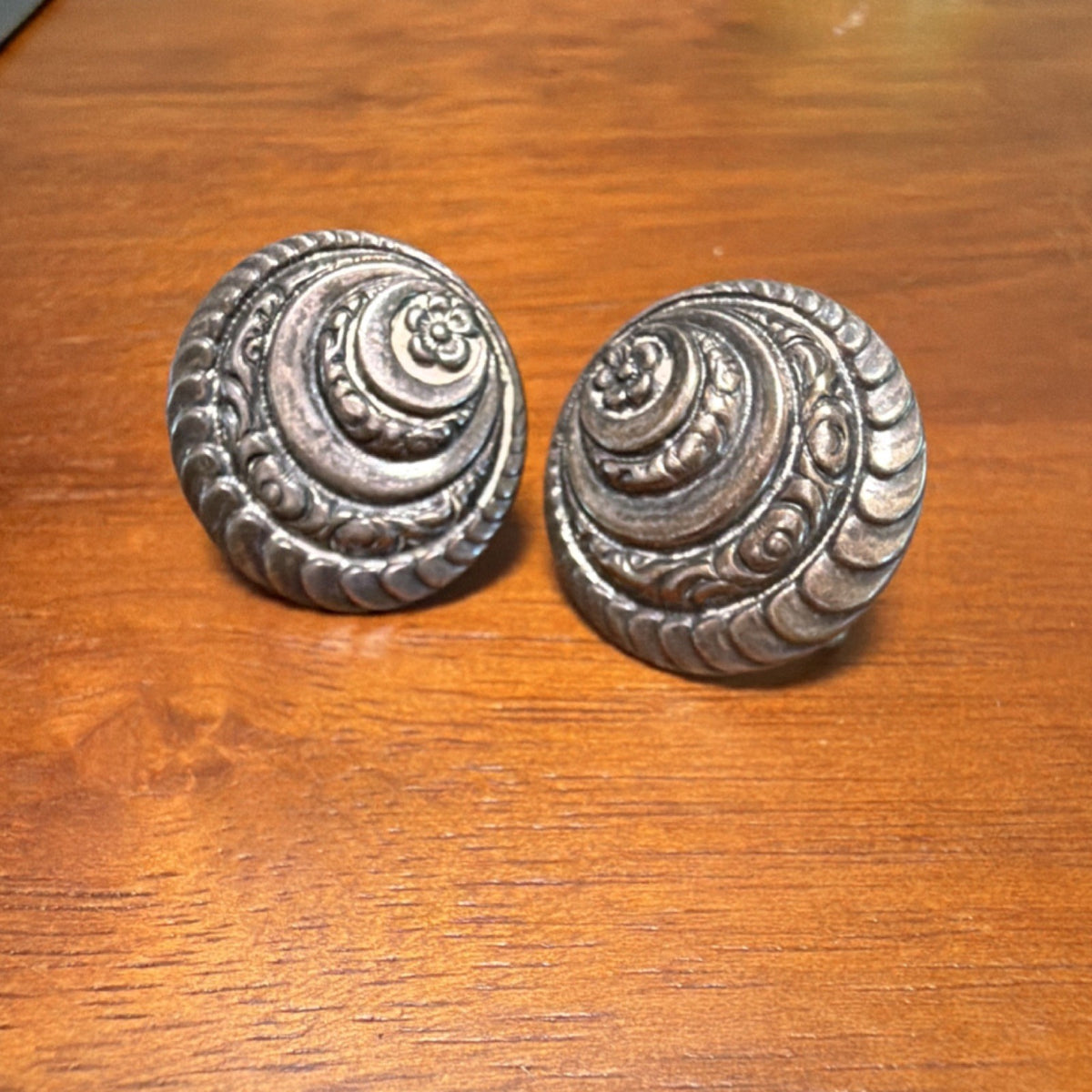 Vintage Danecraft Sterling Silver Screw Back Earrings Ornate Swirl Signed