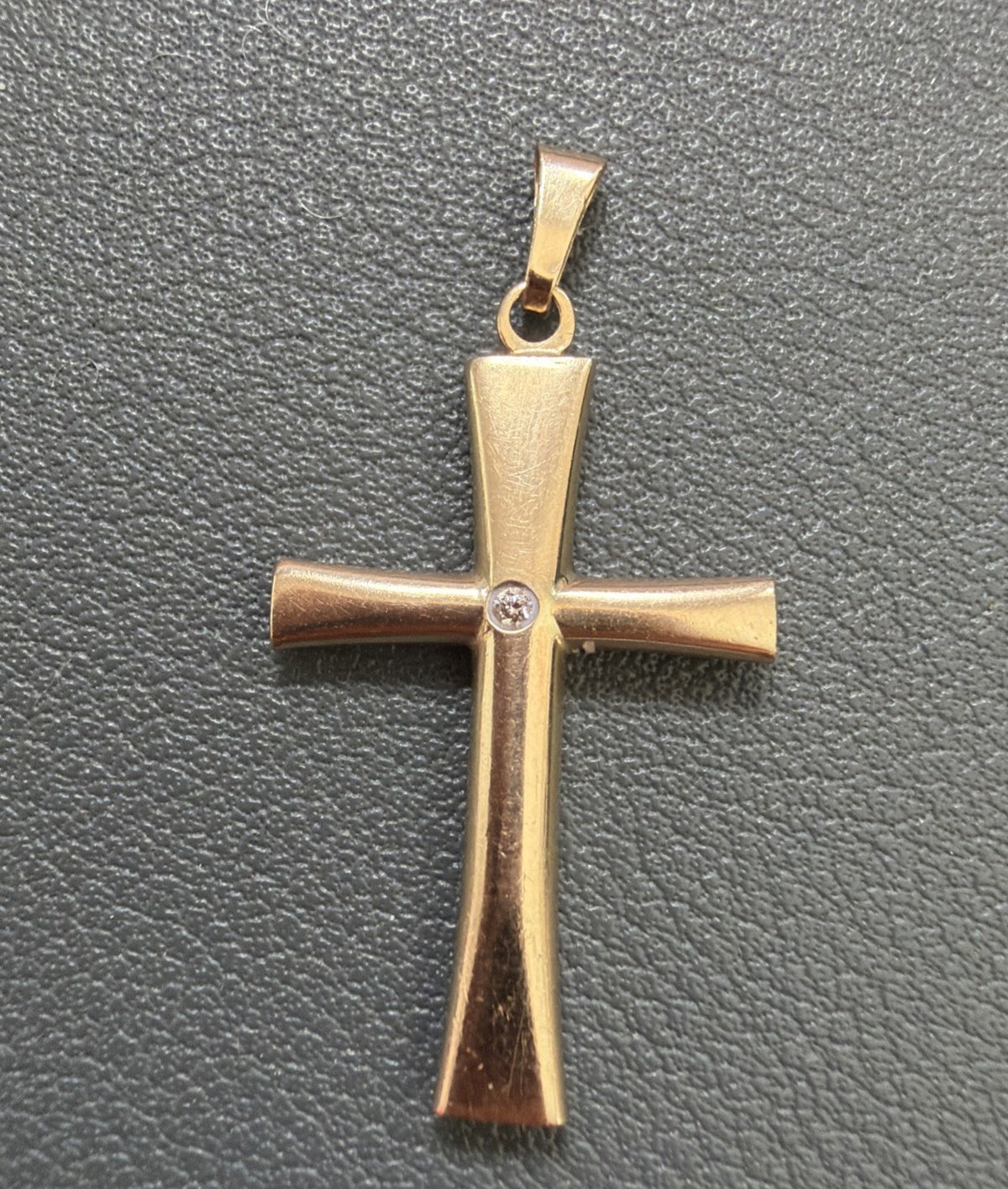Puffy Vintage RL 14k Turkey Yellow Gold Cross Pendant With Diamond