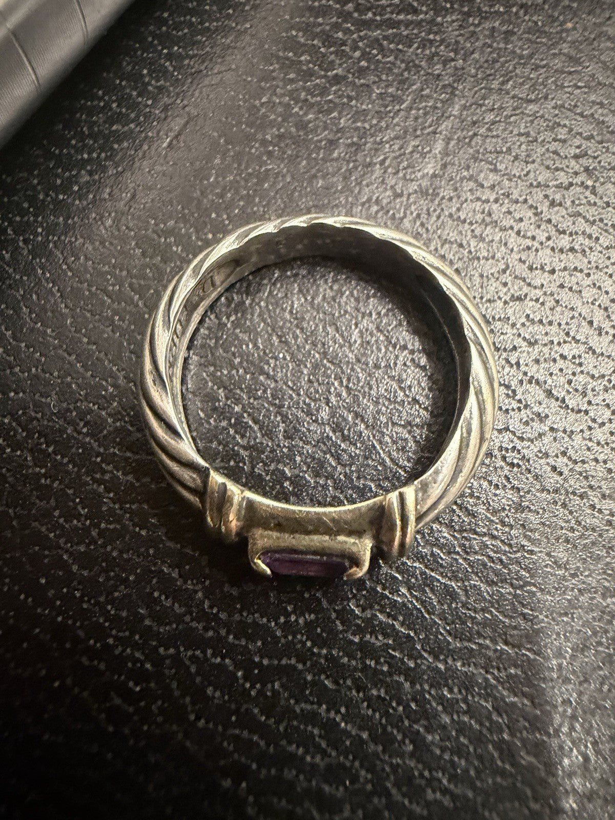David Yurman Amethyst Classic Cable 14k & 925  14k Perfect Stacking Ring Sz6