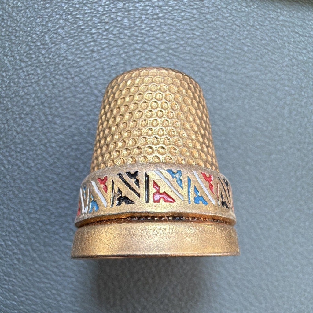 Vintage Toledo Spain Enameled Sewing Thimble collectible 