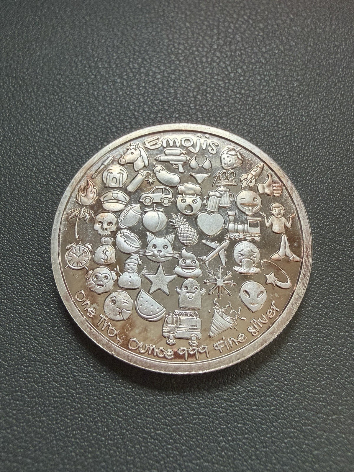 Emojis Happy Smile Face Round, 1 Troy Ounce .999 Fine Silver Collectible Bullion