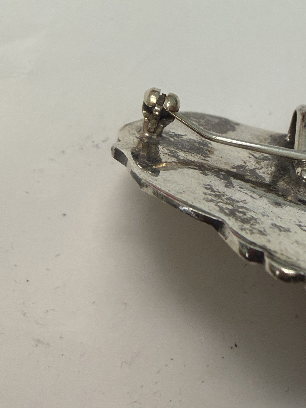Sterling Silver scroll design Brooch Pin, No Stone, Ornate Shield Shape