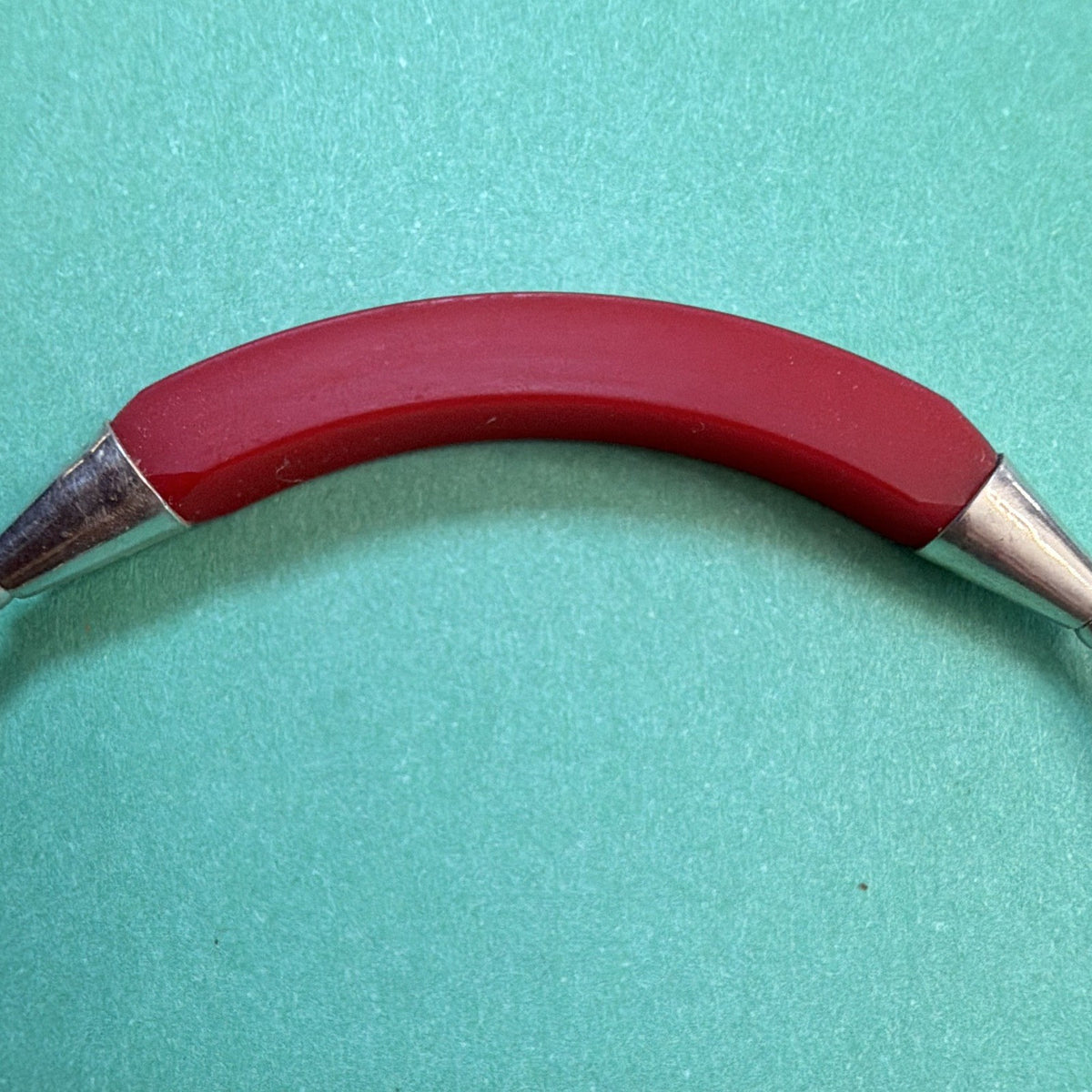 Sterling Silver 925 Dainty Bracelet Red silicone Bar Lobster Closure  6.5"