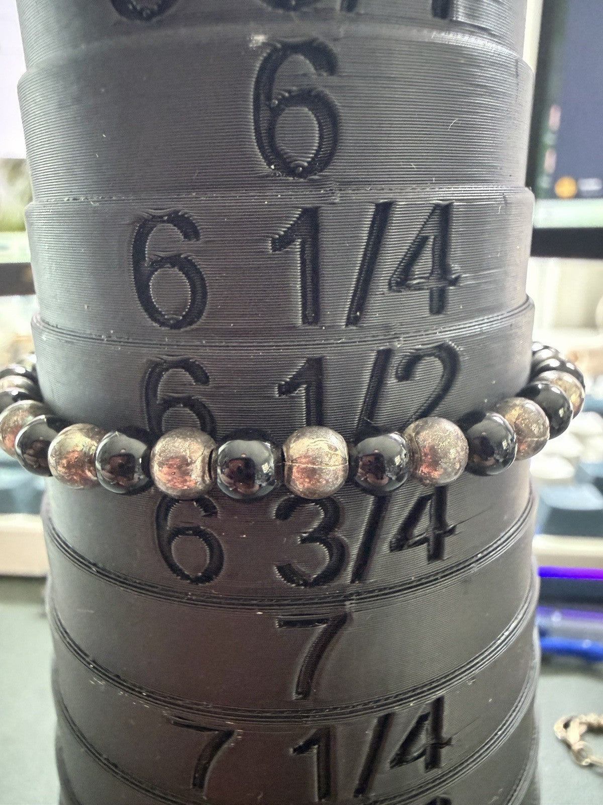 925 Sterling Silver Ball and Black Bead Bracelet  Vintage Native Style