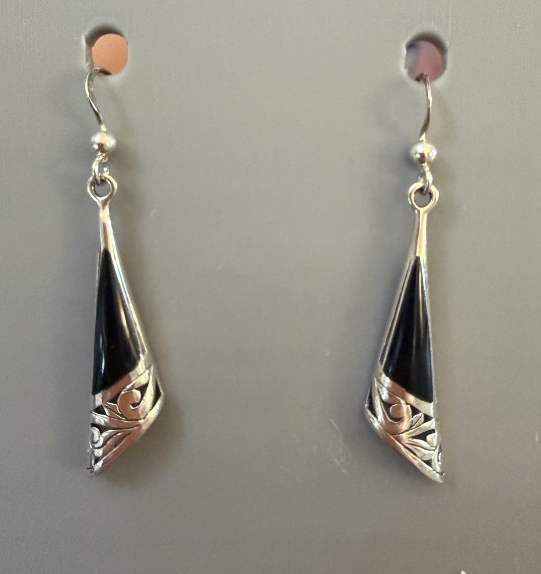 PSCL Peter Stone 925 Sterling Silver Designer Signed Onyx Color Dangle Earrings