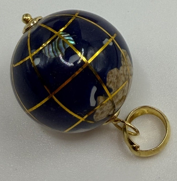 Michael Anthony 14k Gold Gemstone Lapis Earth Globe Ball Charm Pendant World