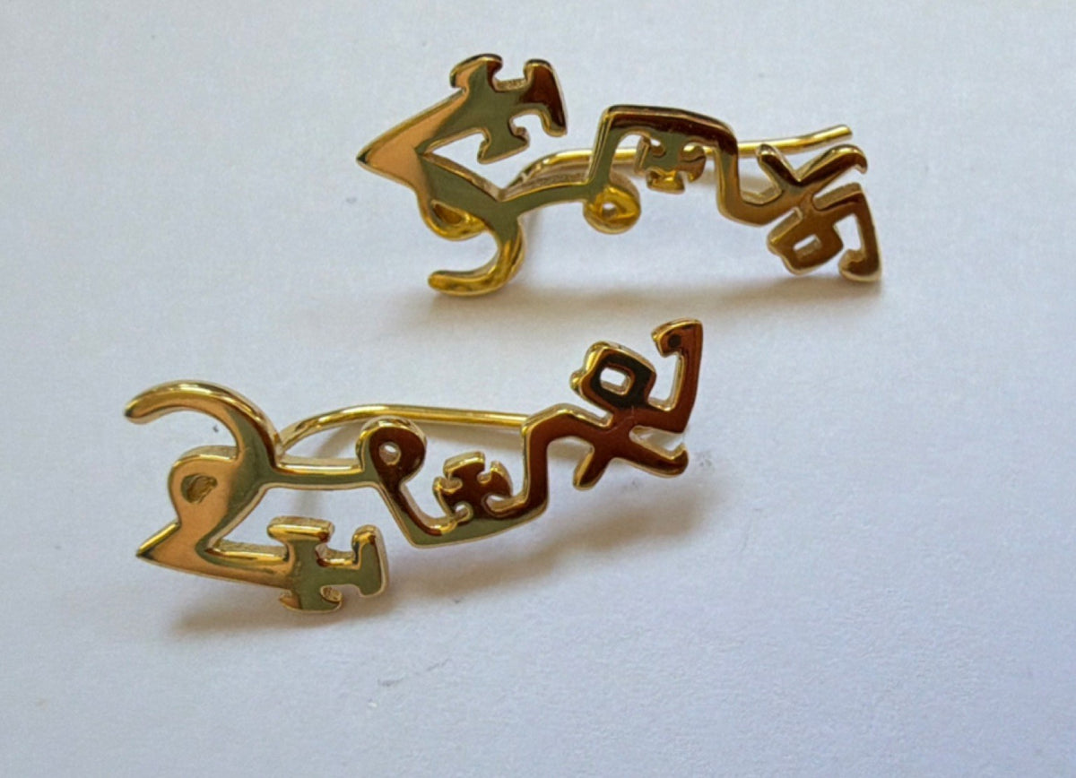 New Sterling Silver 925 18kt Gold plated Climber Earrings Hook Signed