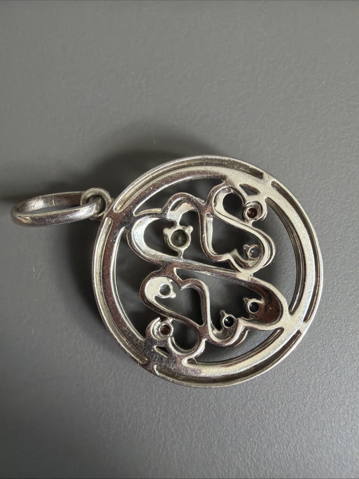 Jane Seymour Open Hearts Family Grandma Sterling Silver 925 Gemstone Pendant