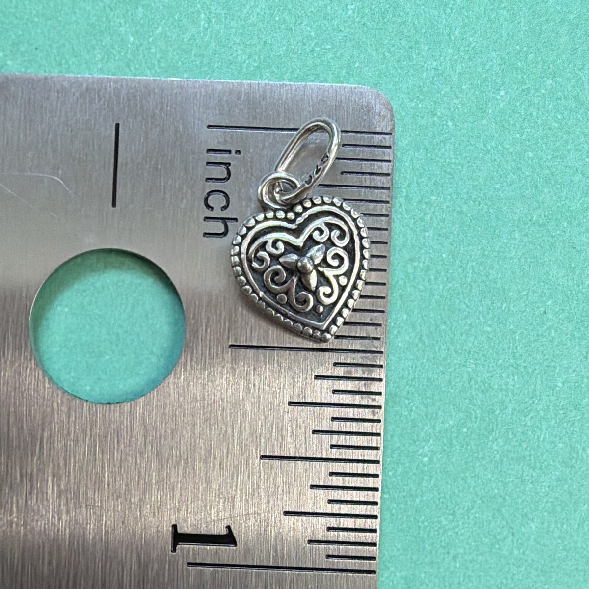 Sterling Silver 925 Mini Engraved Heart Dangle Charm petite Pendant Love