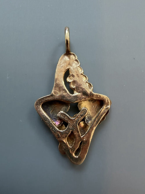 10k Vintage Tri Colored Black Hills Gold Butterfly and leaf PENDANT Or Charm