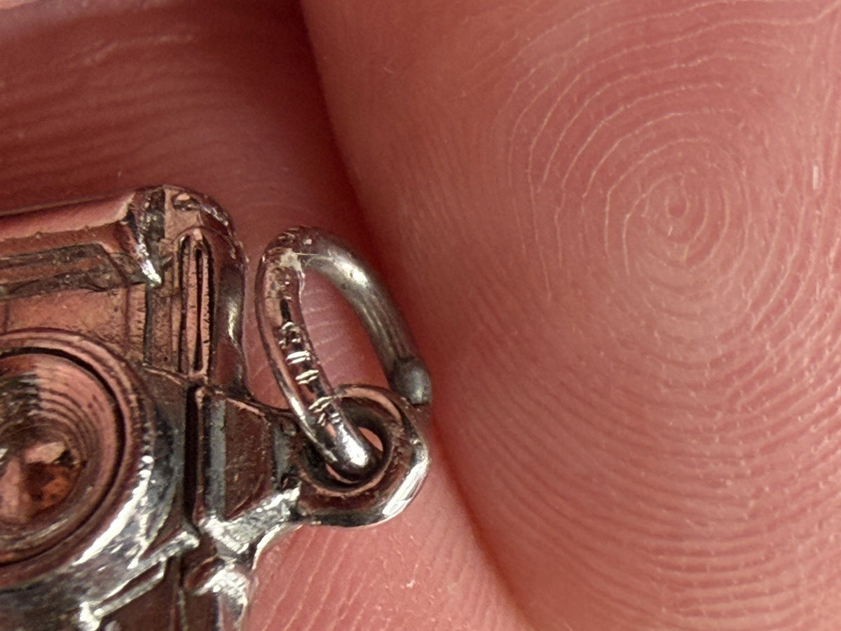 Sterling Silver 3D Vintage Camera Photographer For Charm Bracelet