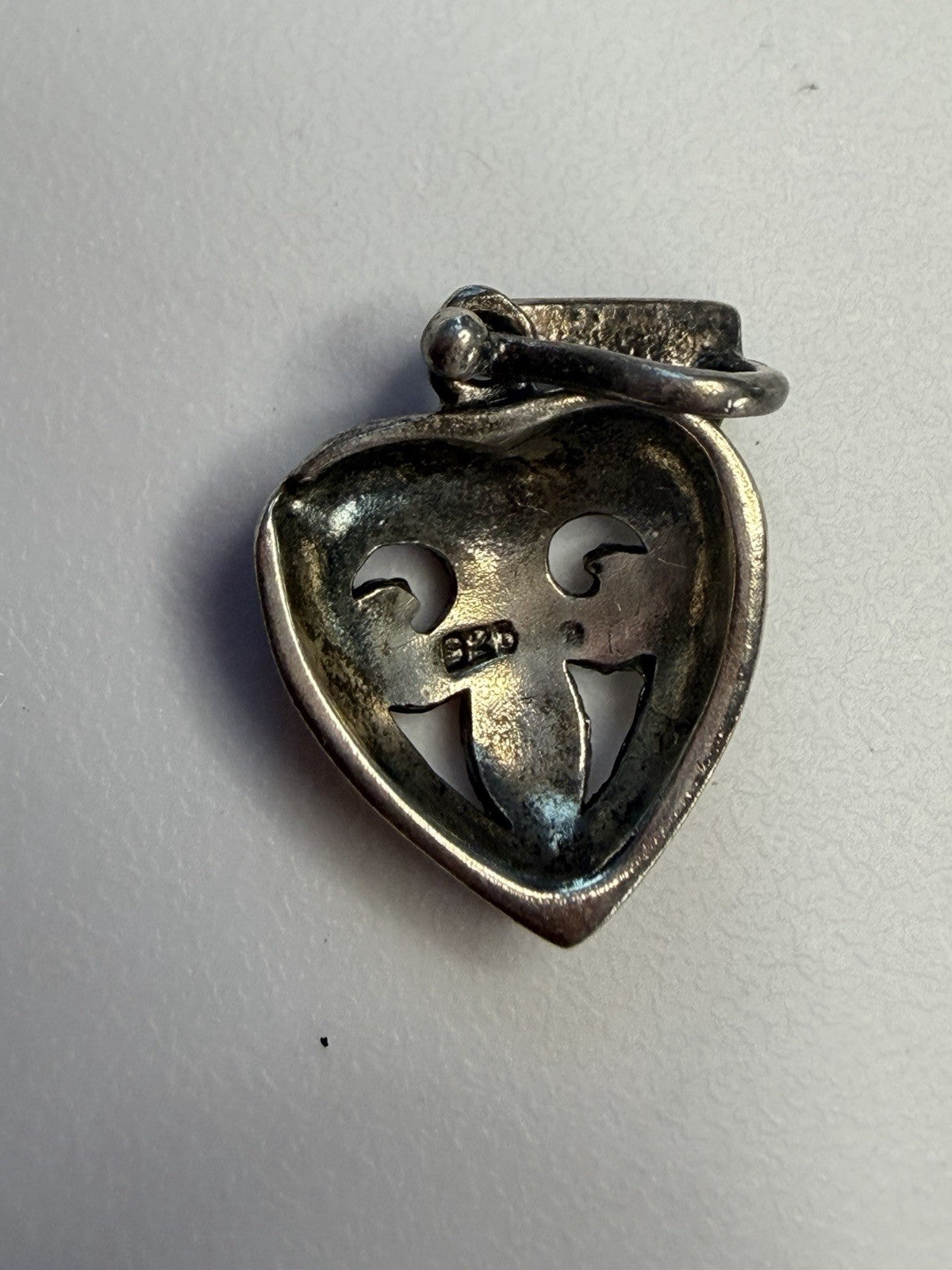 VTG Petite Sterling 925 Marcasite heart flower pendant