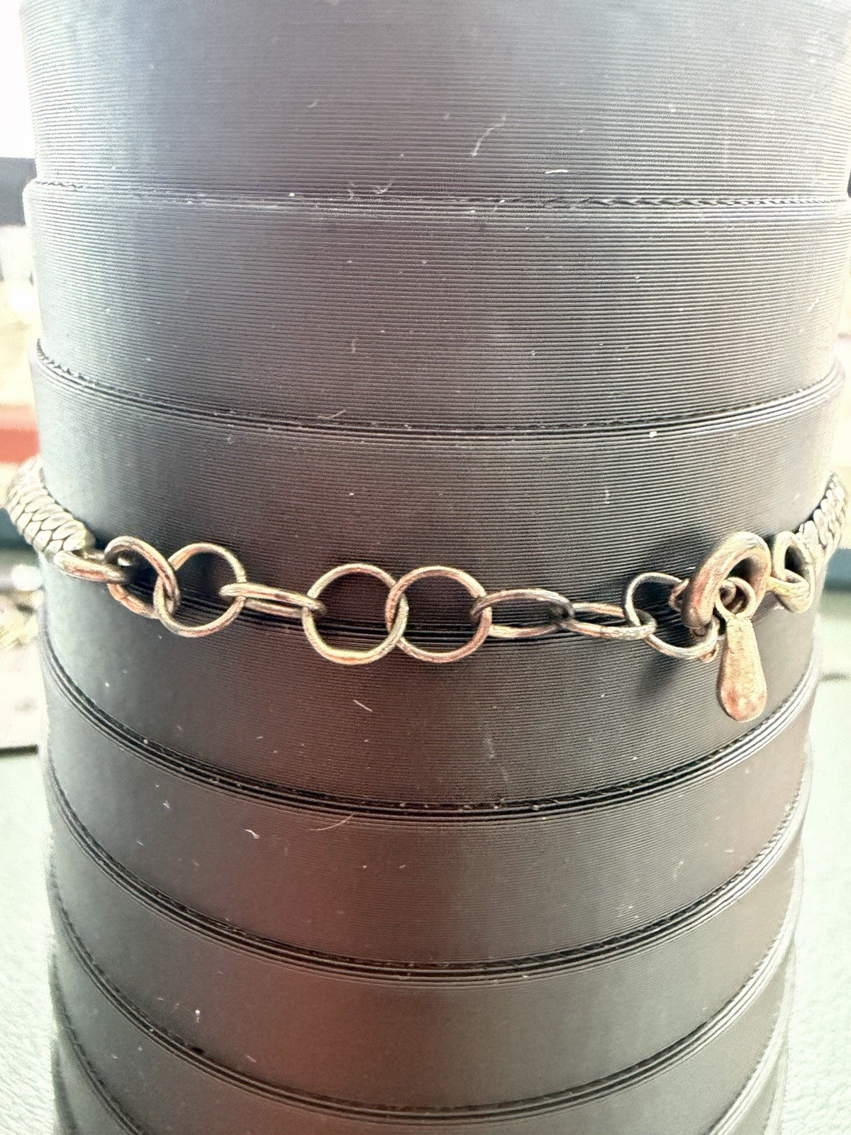 VINTAGE STUNNING STERLING SILVER FACETED BLUE TOPAZ BRACELET 7.5 Adjustable