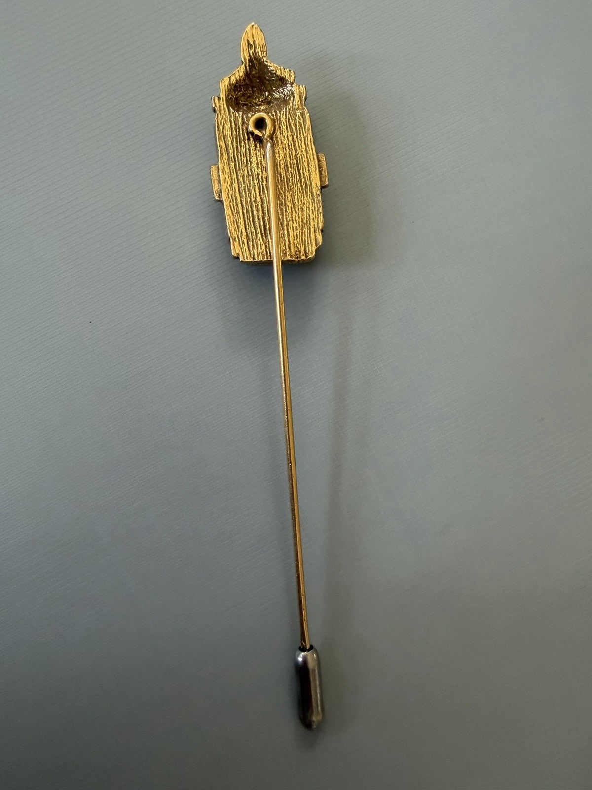 Vintage Street Light Lamppost Lantern Crystal Brooch Pin Gold Tone Clear