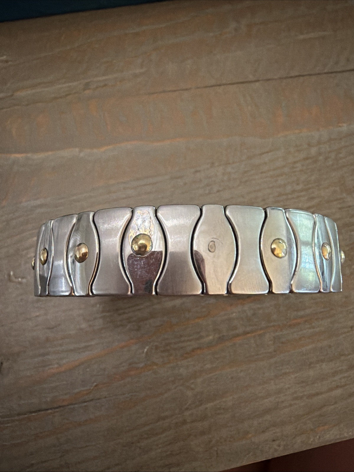 Milor Italy Stainless Steel & 18K Gold Expansion Bracelet Stretch