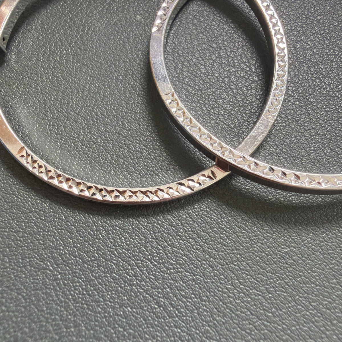 Gorgeous And Light Sterling Silver Diamond Cut Hoop Earrings Signed