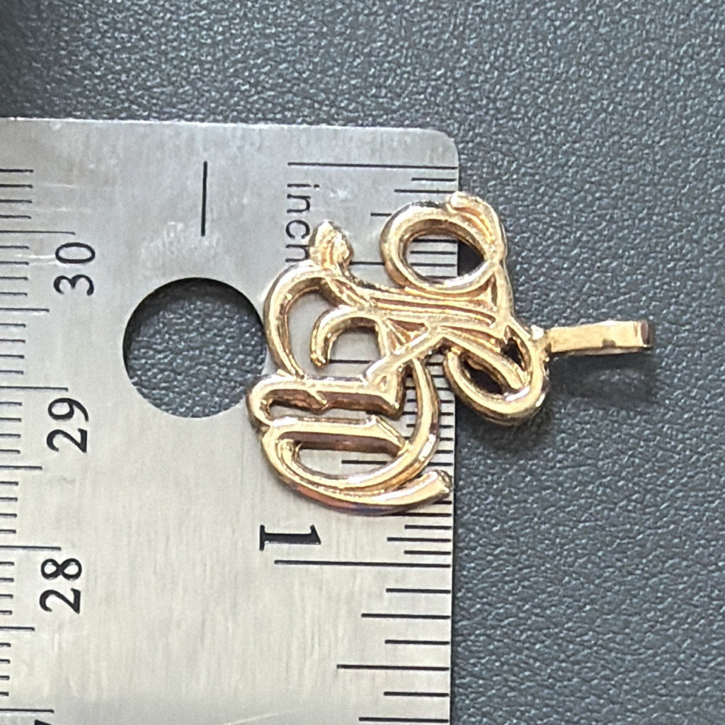14K Yellow Gold monogram interlocking letter pendant charm 3.1g