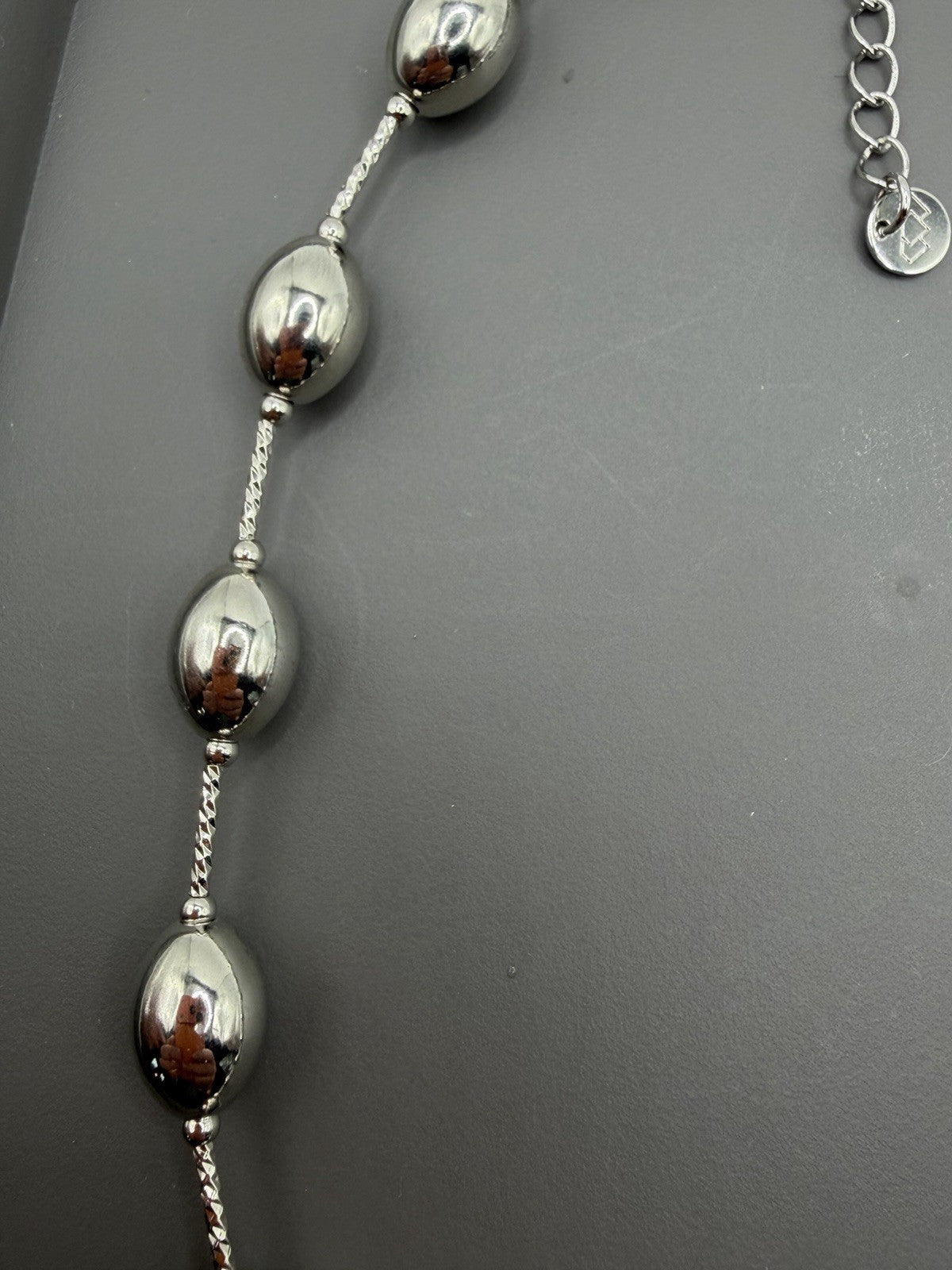 Luxury Look, Silver Toned Beaded Station Chain