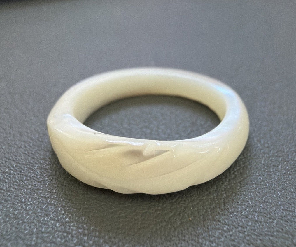 Simple Band Stackable Mother Of Pearl Carved Ring Size 6.25-6.5