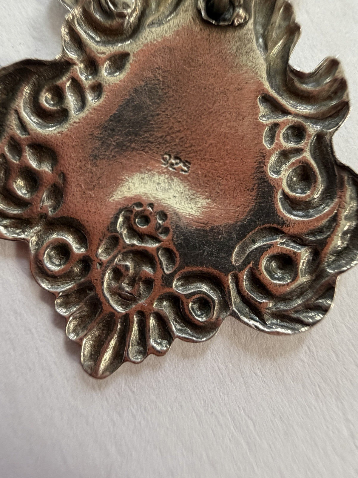 Beautiful vintage Luggage Tag style 925 Ornate sterling sliver drop earrings