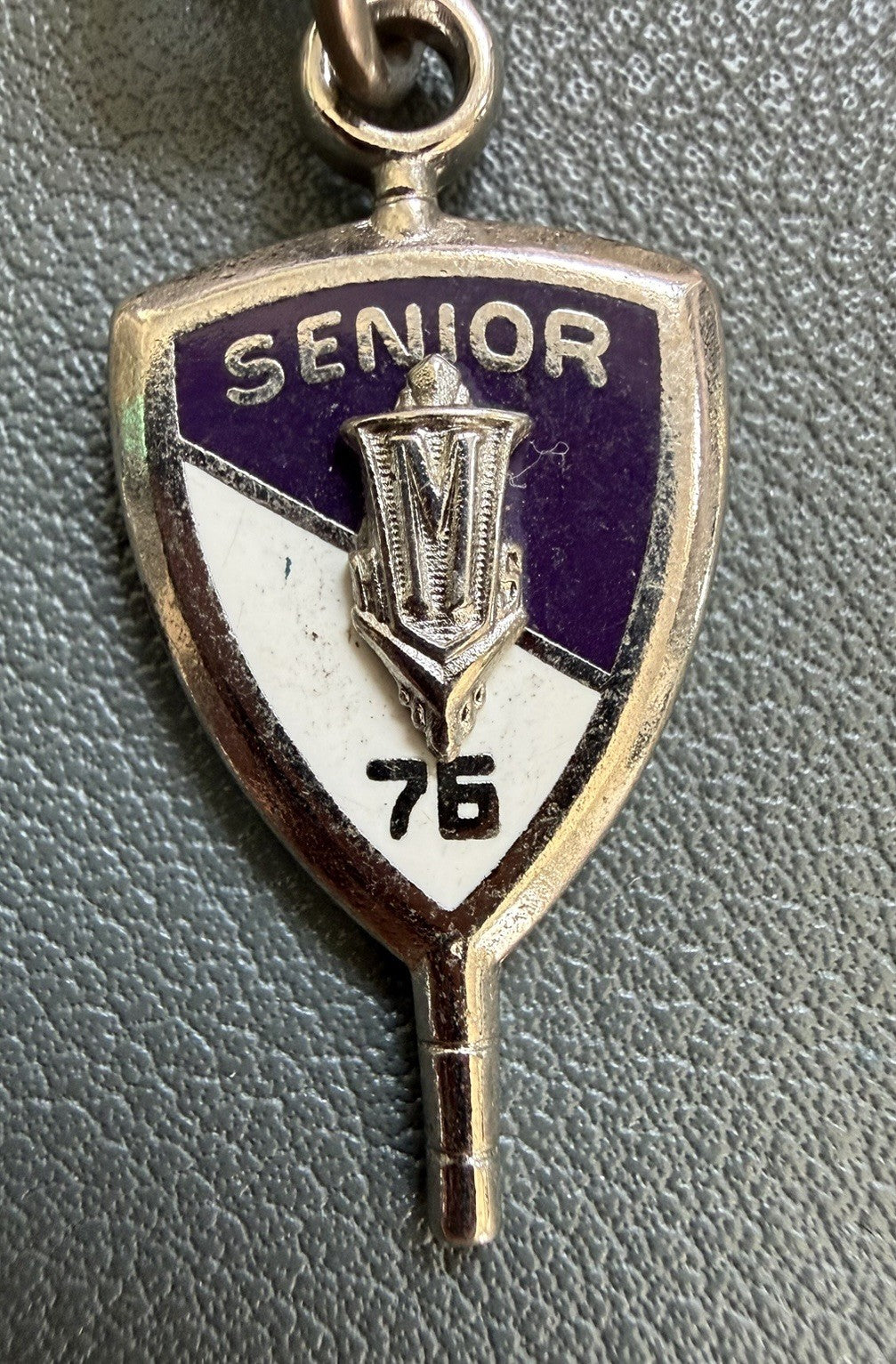 Vintage Senior Key Pendant 1976 Blue Silver