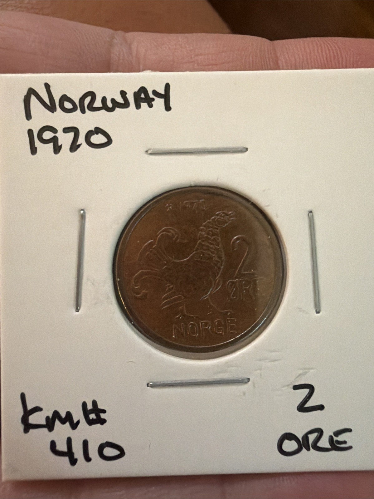 1970 Norway 2 Ore World Coin - KM# 410