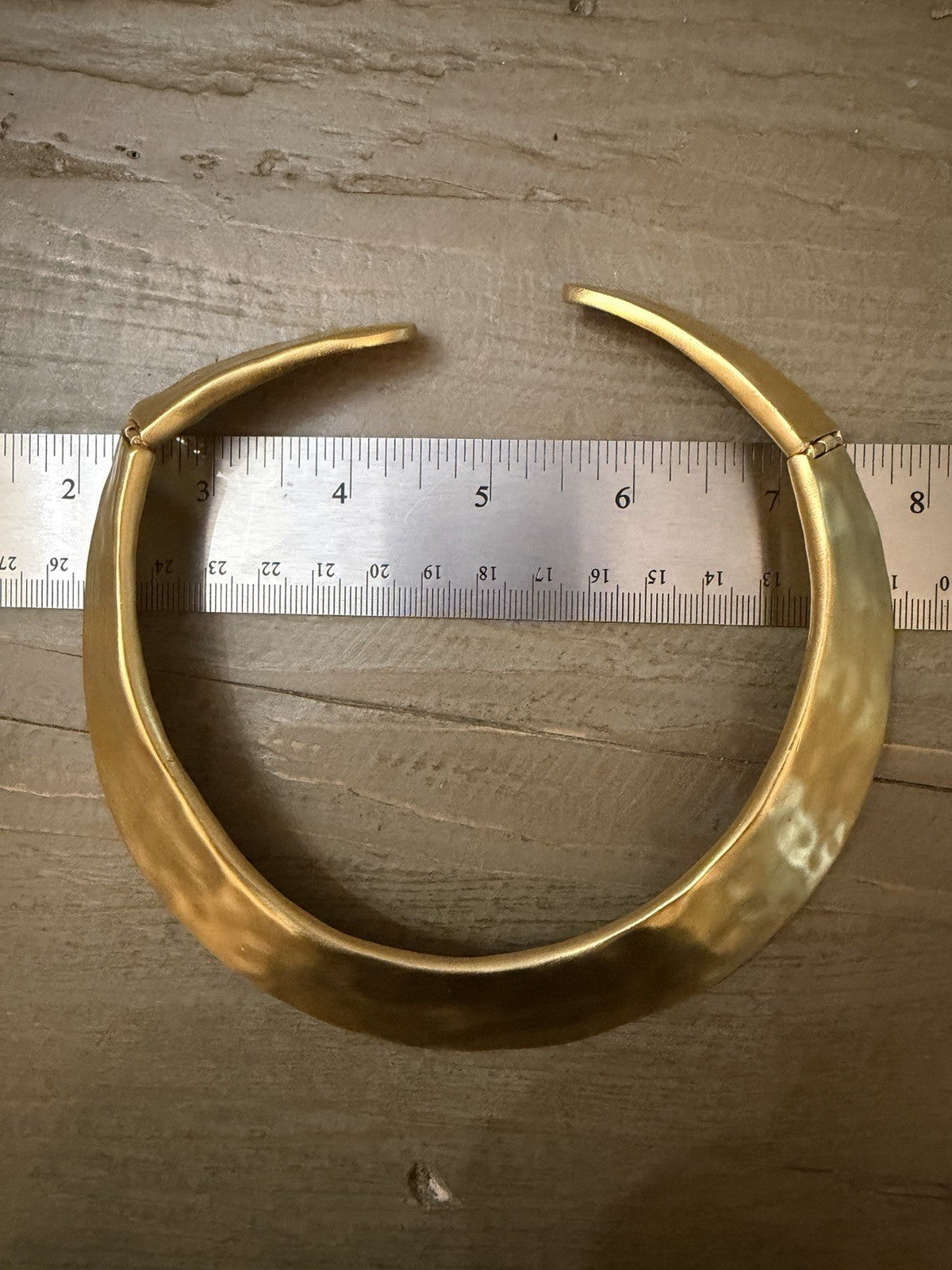 Vintage Givenchy Hammered Gold Tone Hinged Collar Choker Necklace 1980s Signed