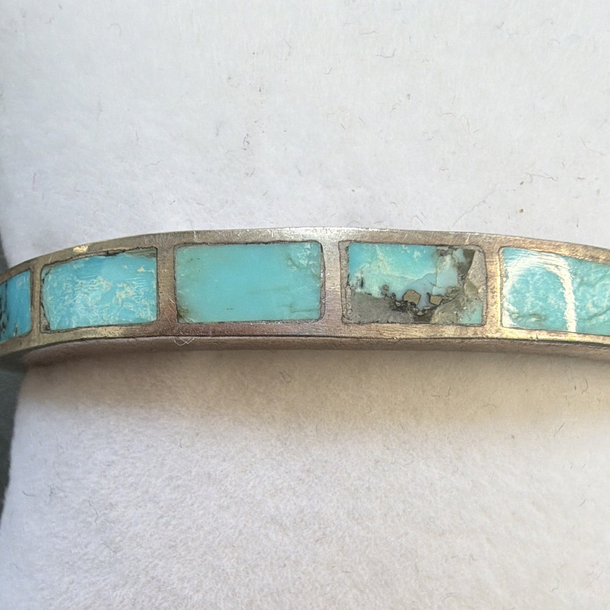 Turquoise Blue Inlay Sterling Silver 925 Cuff Bracelet Small Adult/ Childs 15g